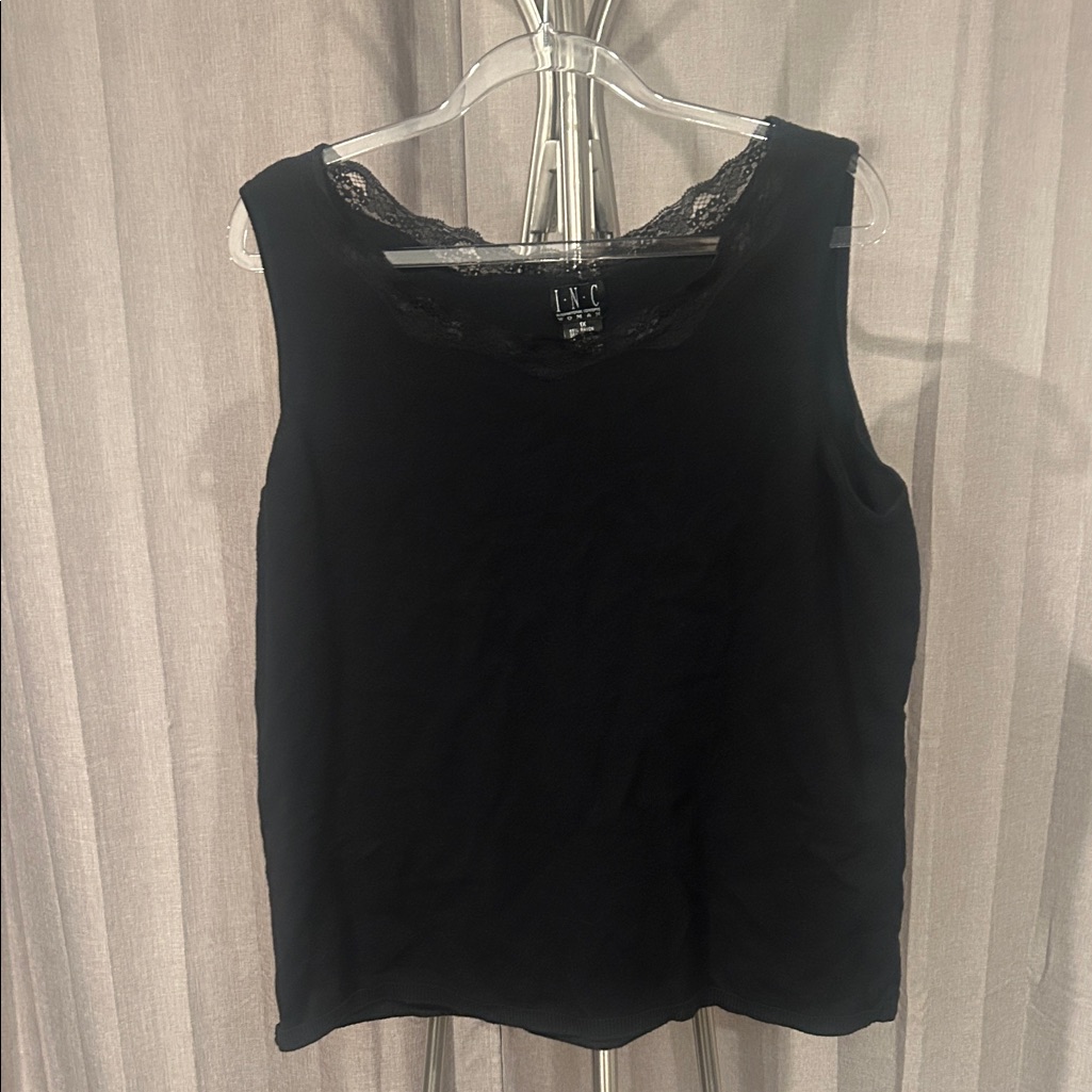 Inc International Concepts Black Lace-Trim Sleeveless Camisole/ Tank